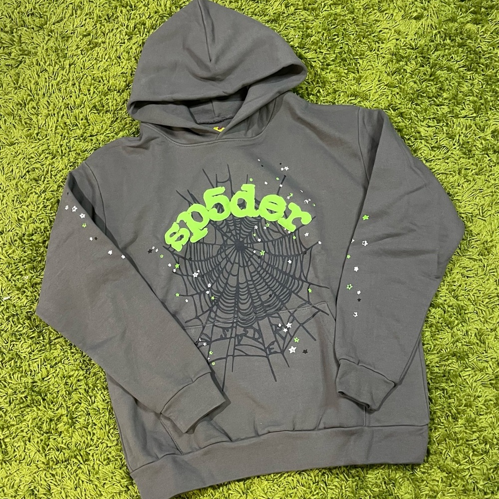 Sp5der Wait Web Slate Hoodie brand new size Large